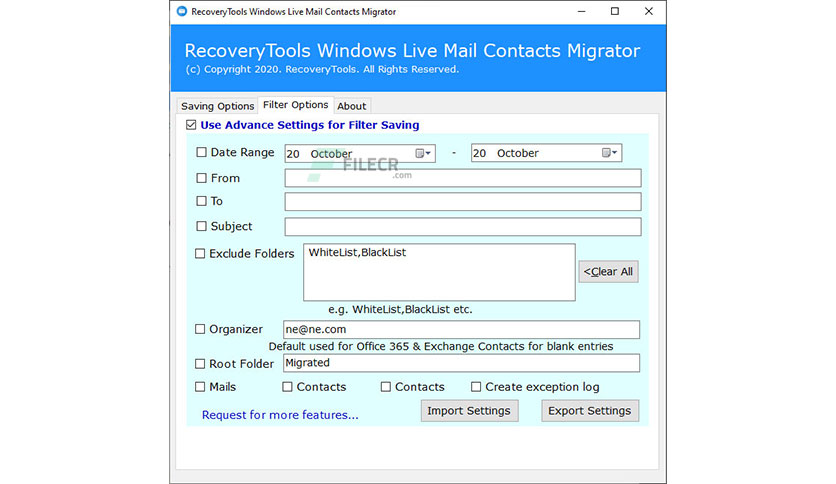 RecoveryTools Windows Live Mail Contacts Migrator Crack